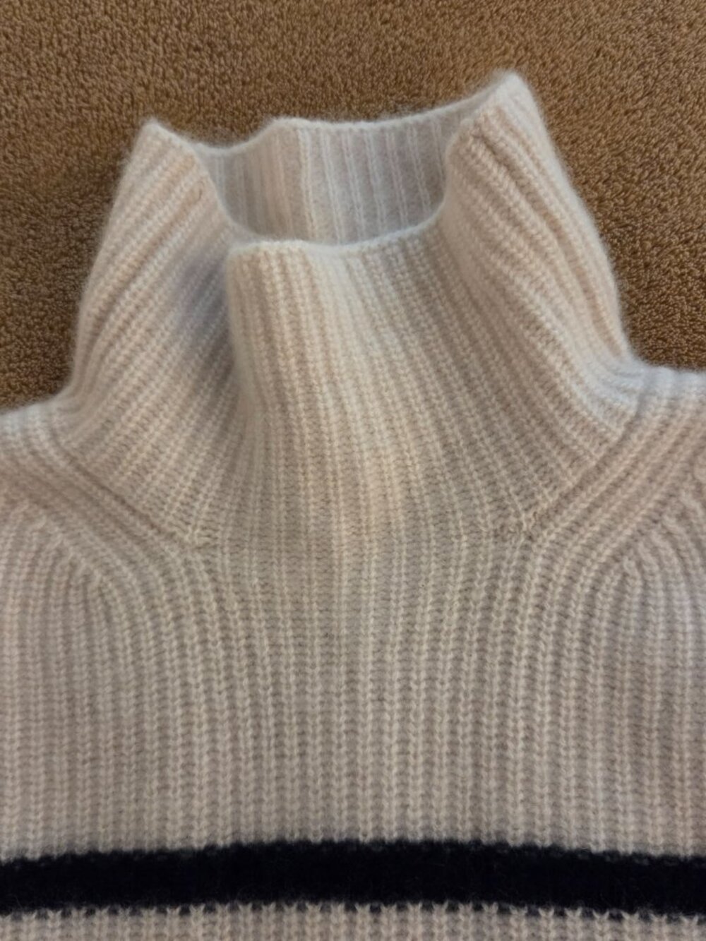 Nordstrom Pullover Thick Funnel Neck 100% Cashmere Sweater Womens M Striped - Picture 5 of 9